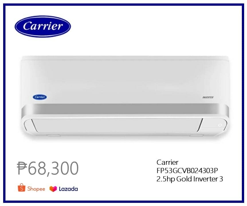 Lazada, Shopee Carrier split type inverter aircon Philippines