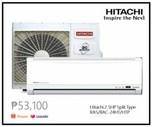 Lazada, Shopee Hitachi split type inverter aircon Philippines