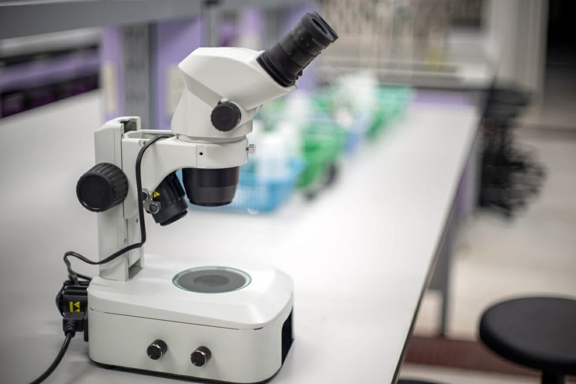 laboratory microscope in a pharmaceutical company