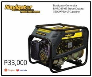 Lazada Shopee Navigator Generator Surge Output 3500W/60HZ Gasoline NVRD3910E