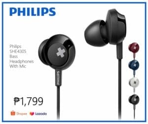 Philips SHE4305 Bass Headphones With Mic