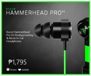 Lazada, Shopee Razer Hammerhead Pro V2 Analog Gaming & Music In-Ear Headphones
