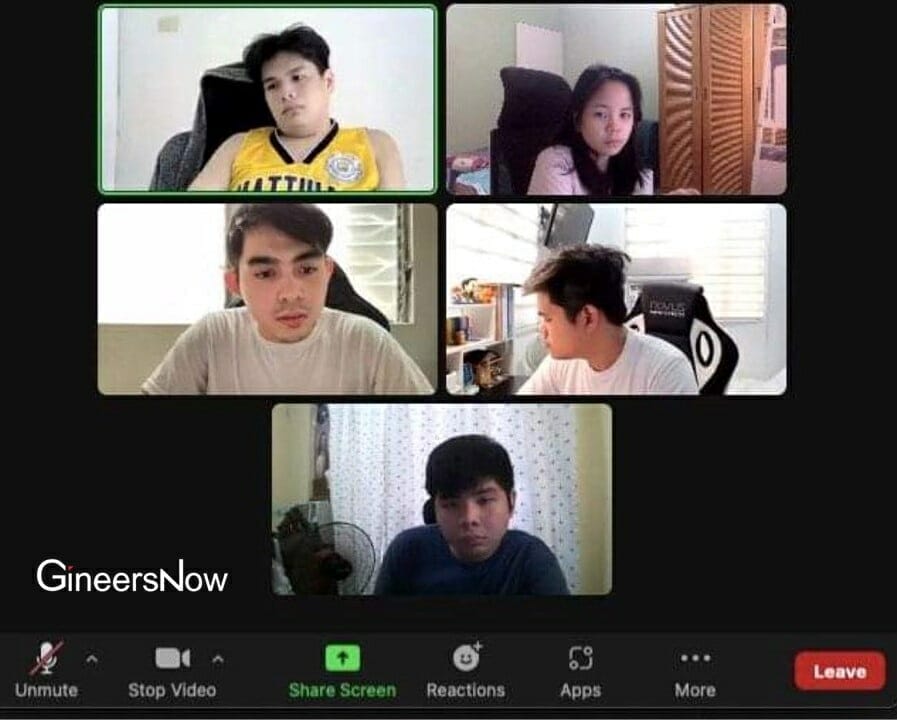 University of the Philippines Diliman electronics engineering exam topnotcher with his friends on Zoom video call