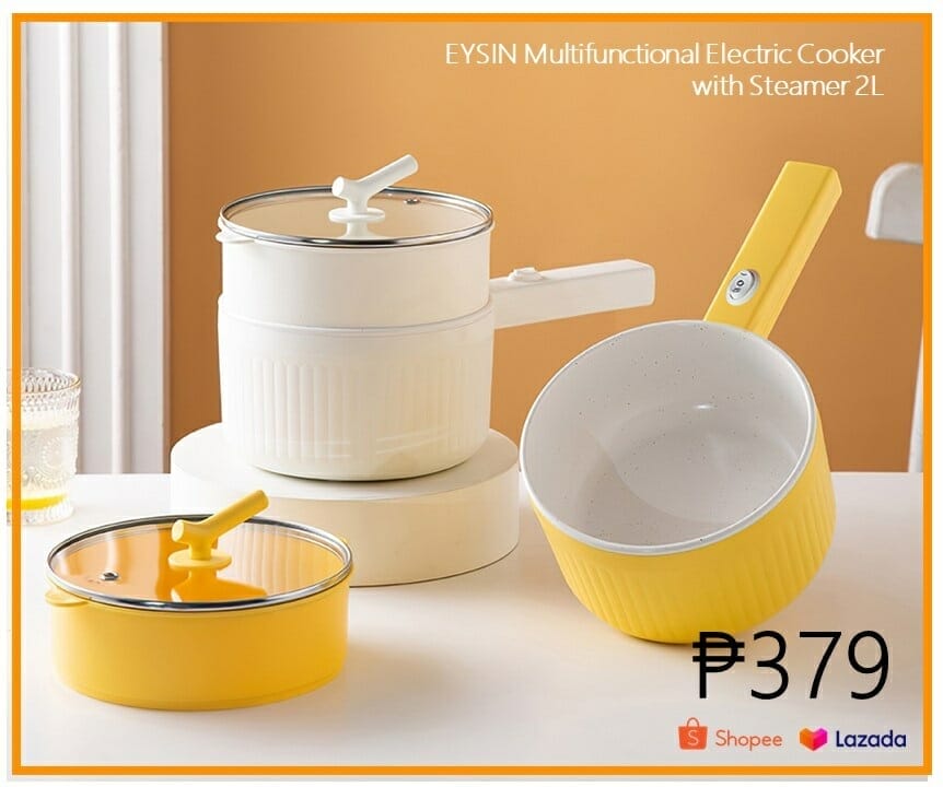 Lazada, Shopee How much price EYSIN Multifunctional Electric Cooker with Steamer mini rice cooker small Pan kitchen cooking pot 2L Philippines