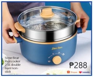 what is the price of rice cooker Steve Bear Rice cooker 2.5L single double layer electric non-stick cooker three-speed temperature control