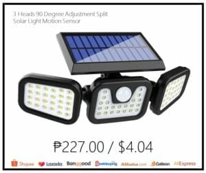 Cheap price 74 Solar LED 3 Heads 90 Degree Adjustment Split Solar Light Motion Sensor Wall Outdoor Lamp IP65 Philippines