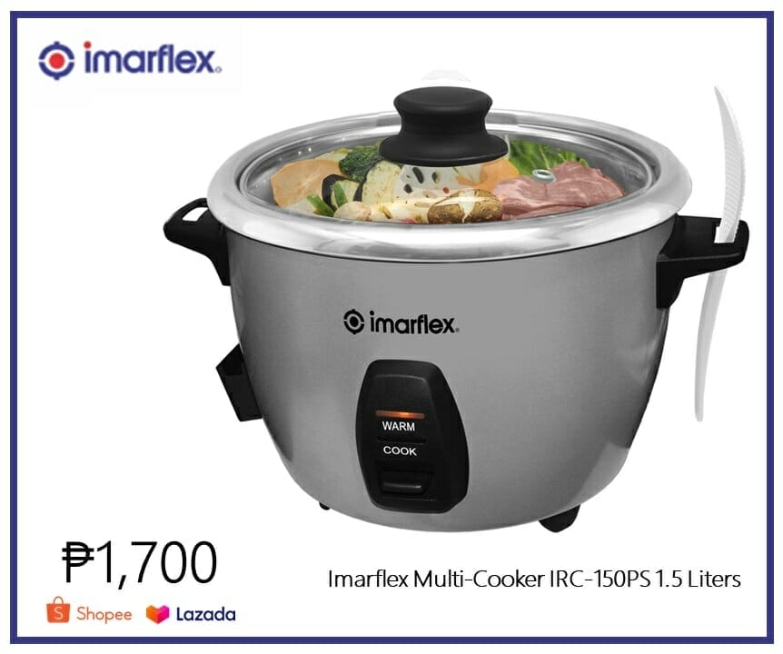 Lazada, Shopee Price cost Imarflex 3 in 1 Multi-Cooker IRC-150PS 1.5 Liters