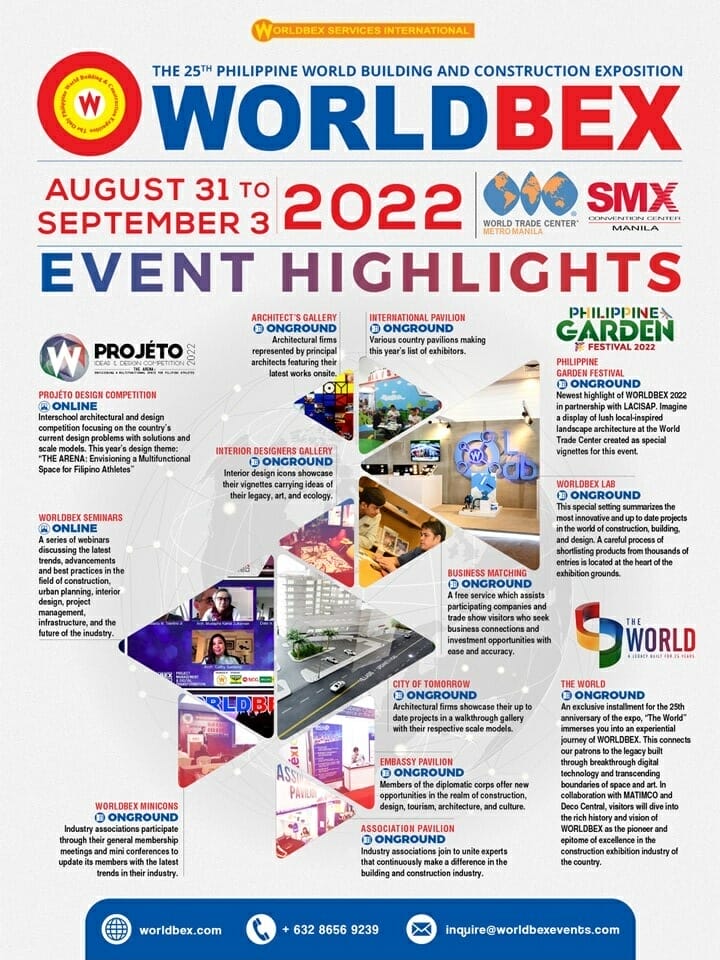 Worldbex 2022 exhibition Philippines for construction and interior design