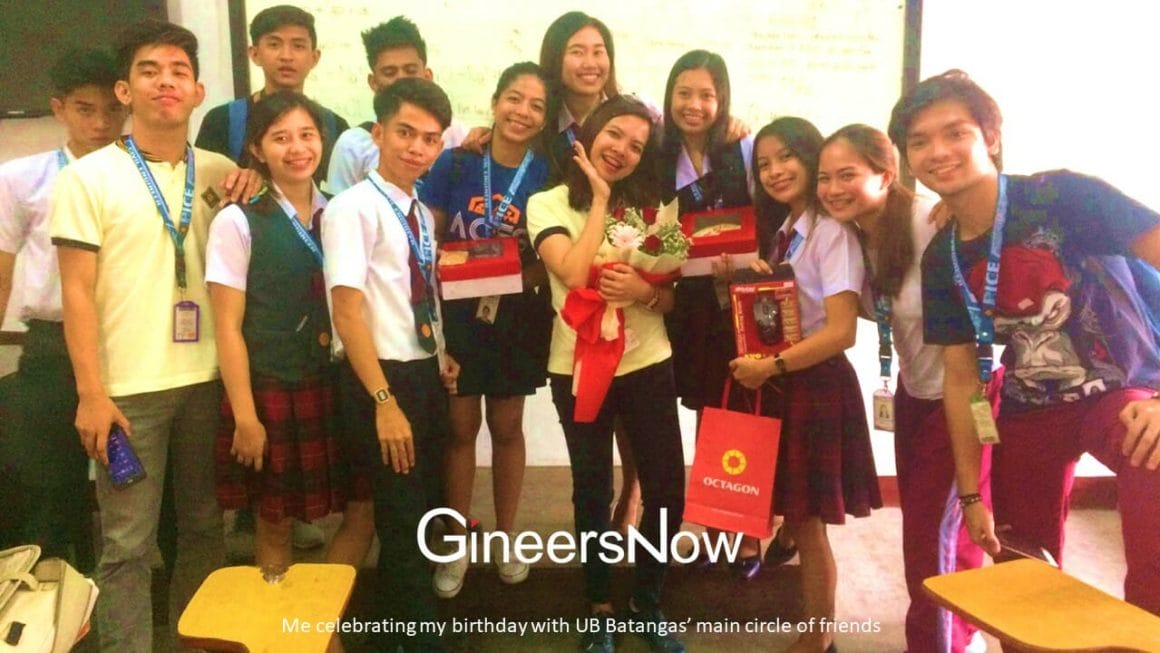 Engr. Lyka Jane Maglinao Pesigan celebrating my birthday with UB Batangas’ main circle of friends