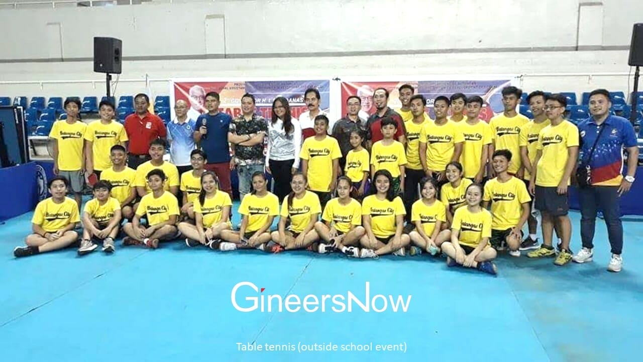 engineer LJ Pesigan with table tennis players (outside school event)