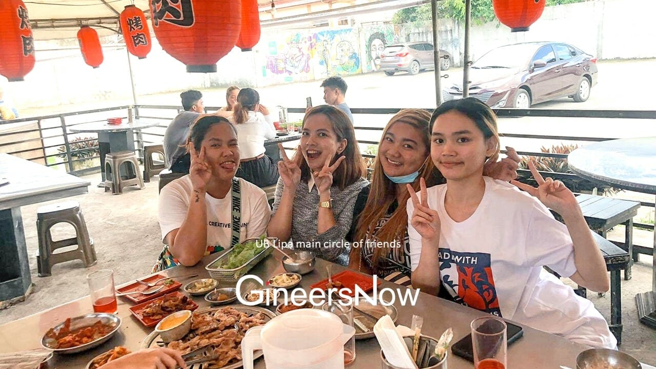 Civil engineer LJ Pesigan at UB Lipa with her main circle of friends