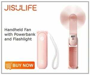 Jisulife Handheld Fan with Powerbank and Flashlight