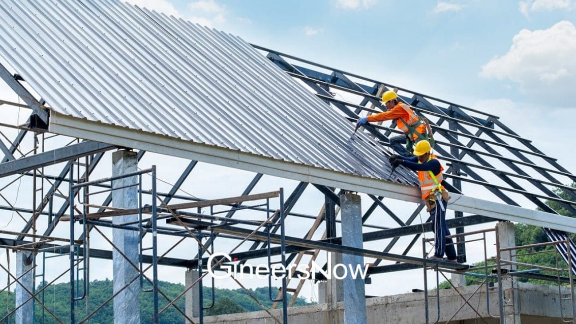 metal roofing, roof, construction, house, civil engineering, tools, safety, PPE